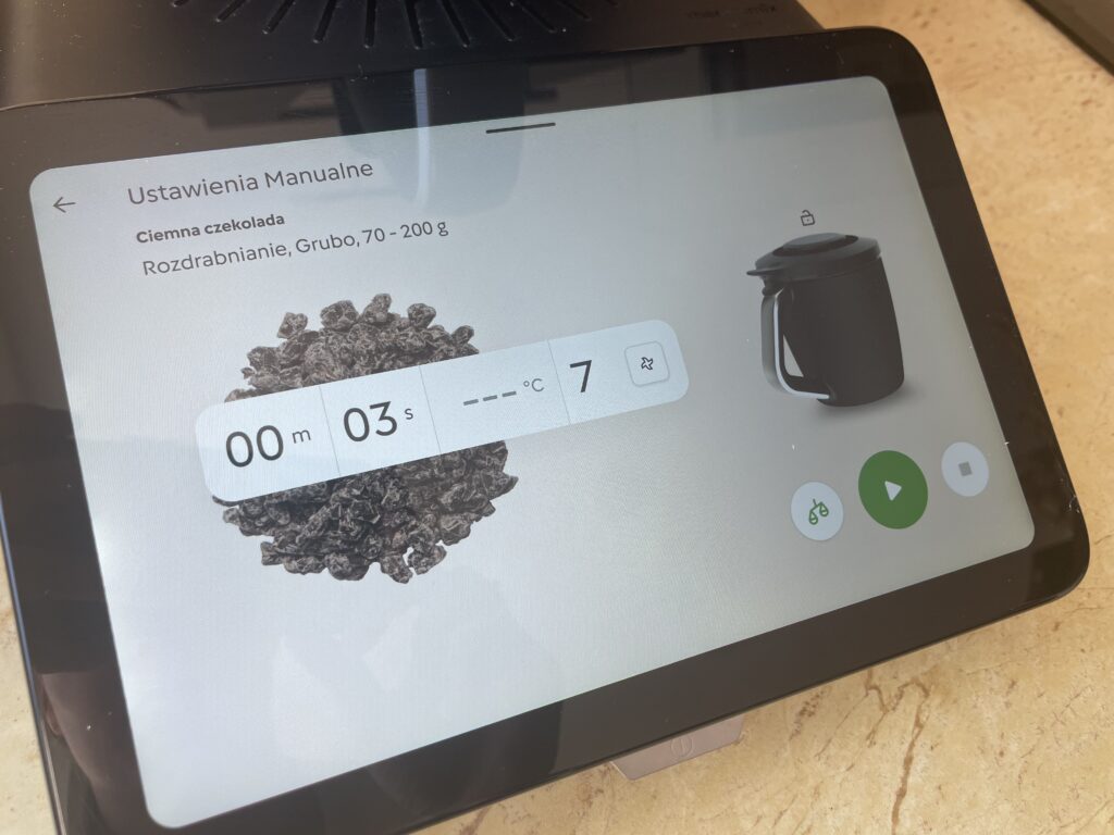 rozdrabnianie czekolady ustawienia manualne