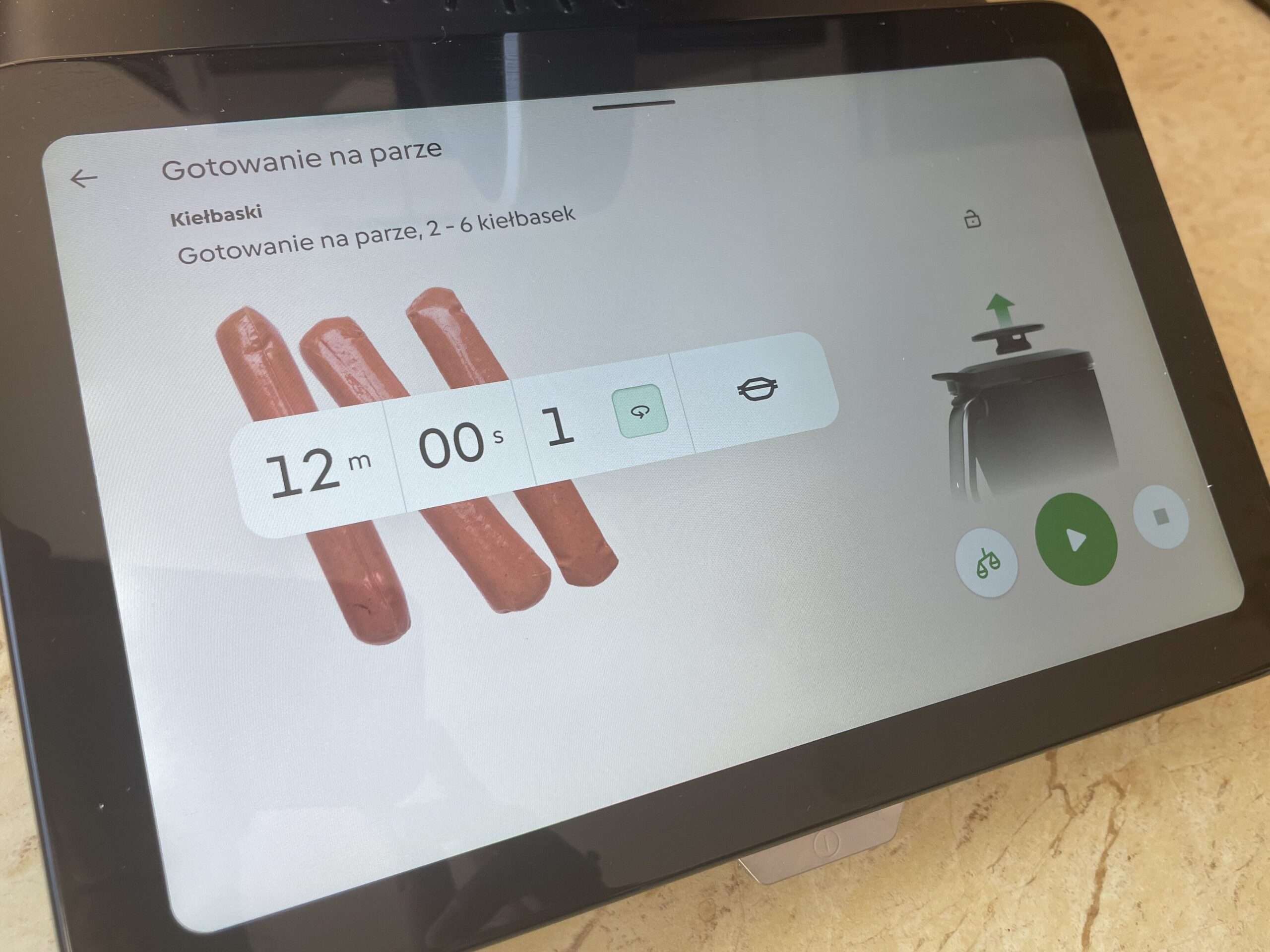 gotowanie na parze ustawienia manualne składników