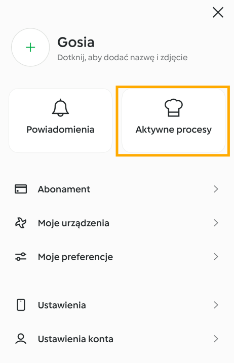 funkcja Cookidoo aktywne procesy
