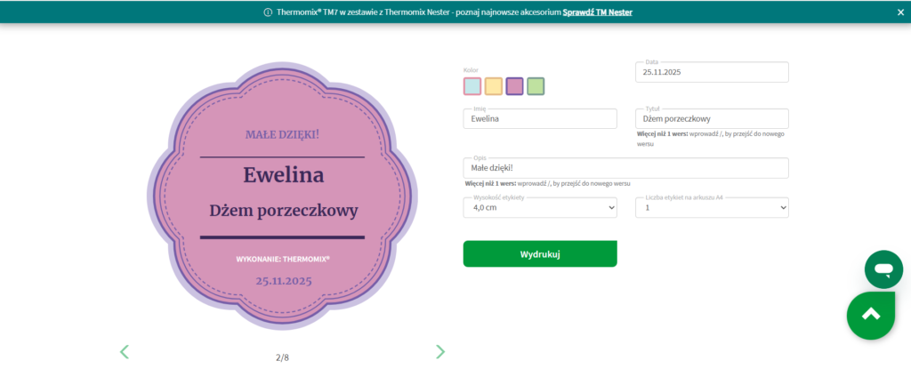 kreator etykiet Vorwerk strona internetowa