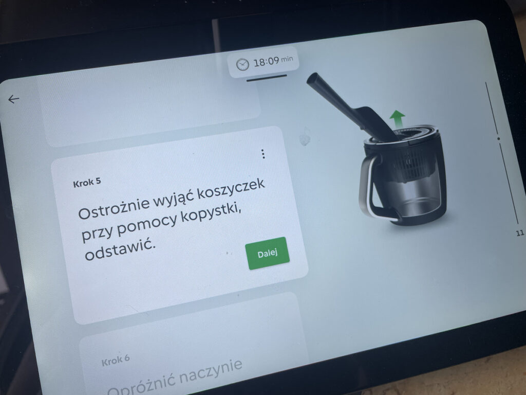ekran thermomix wyciąganie koszyczka