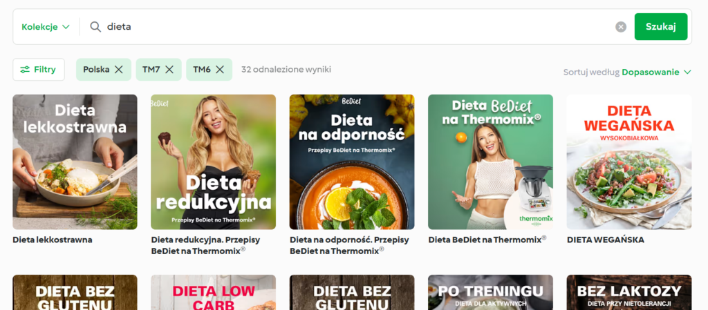 wyszukiwanie diet na thermomix
